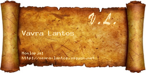 Vavra Lantos névjegykártya